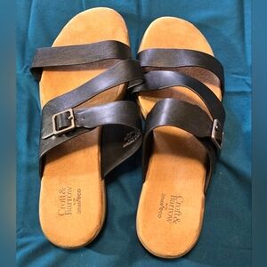 Croft & Barrow Black Leather Slide Sandals